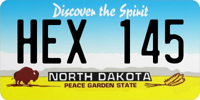 ND license plate HEX145
