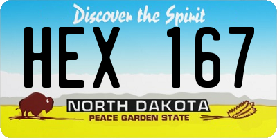 ND license plate HEX167