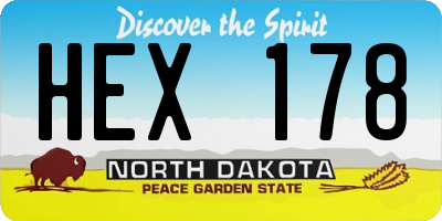 ND license plate HEX178
