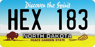 ND license plate HEX183