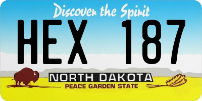 ND license plate HEX187