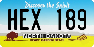 ND license plate HEX189