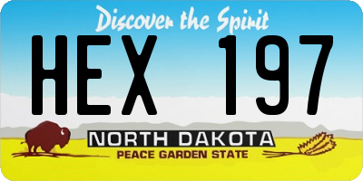 ND license plate HEX197