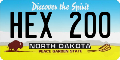 ND license plate HEX200