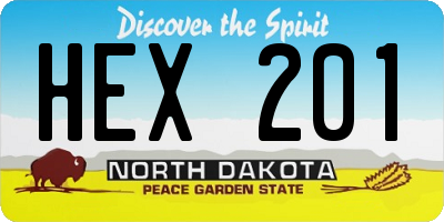 ND license plate HEX201