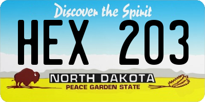 ND license plate HEX203