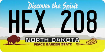 ND license plate HEX208