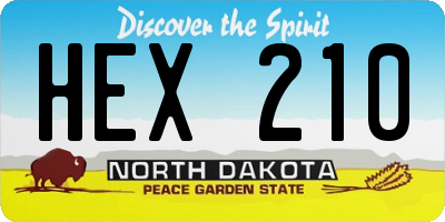 ND license plate HEX210