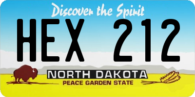 ND license plate HEX212