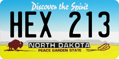 ND license plate HEX213
