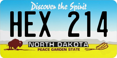 ND license plate HEX214