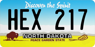 ND license plate HEX217