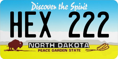 ND license plate HEX222