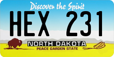 ND license plate HEX231