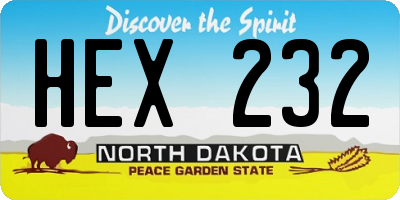 ND license plate HEX232