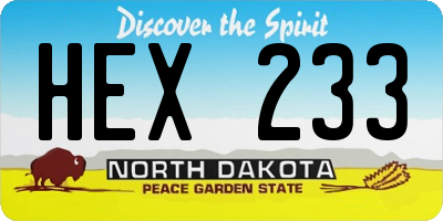 ND license plate HEX233