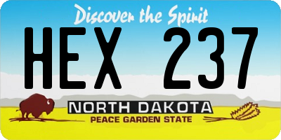 ND license plate HEX237