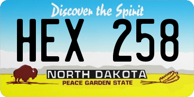 ND license plate HEX258