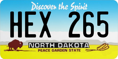 ND license plate HEX265