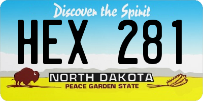 ND license plate HEX281