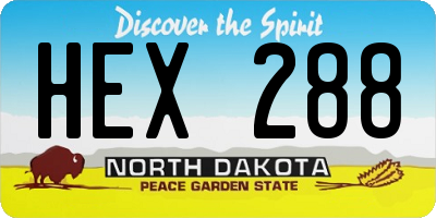 ND license plate HEX288