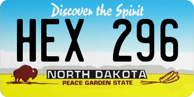 ND license plate HEX296