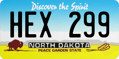 ND license plate HEX299