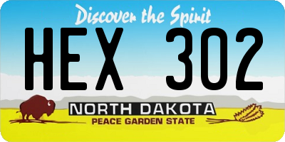 ND license plate HEX302