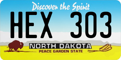 ND license plate HEX303