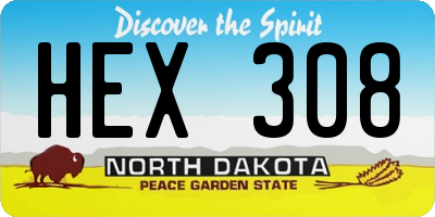 ND license plate HEX308