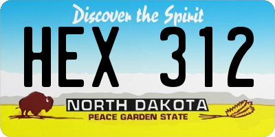 ND license plate HEX312