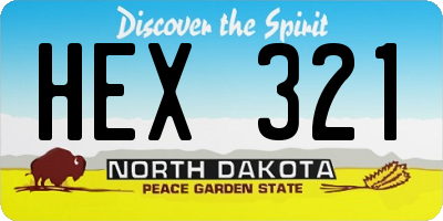 ND license plate HEX321