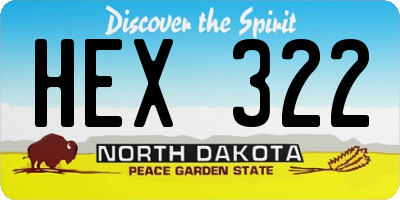 ND license plate HEX322