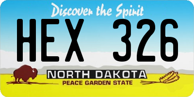 ND license plate HEX326