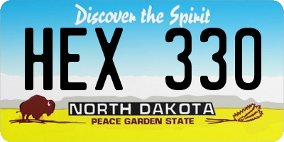 ND license plate HEX330