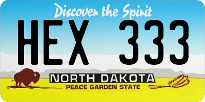 ND license plate HEX333