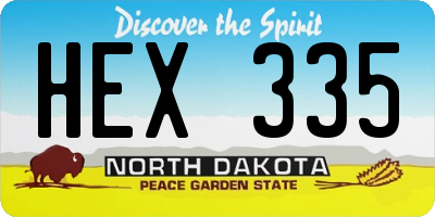 ND license plate HEX335