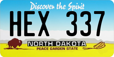 ND license plate HEX337