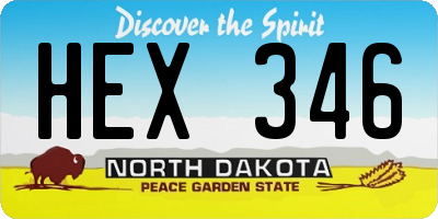 ND license plate HEX346