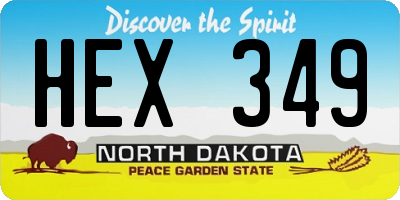 ND license plate HEX349