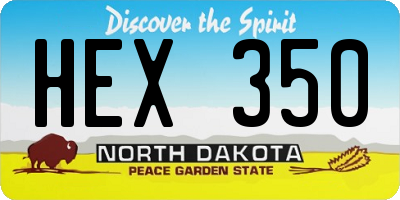 ND license plate HEX350