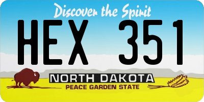 ND license plate HEX351