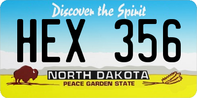 ND license plate HEX356