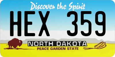 ND license plate HEX359