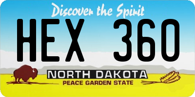 ND license plate HEX360