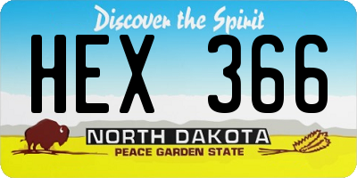 ND license plate HEX366