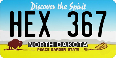 ND license plate HEX367