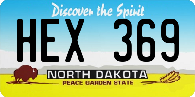 ND license plate HEX369