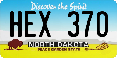 ND license plate HEX370
