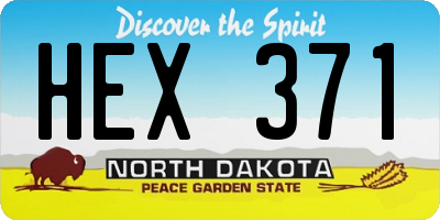 ND license plate HEX371